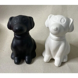 Black & White Dog Puppy Salt & Pepper Shakers NEW 2.5 Inch‎